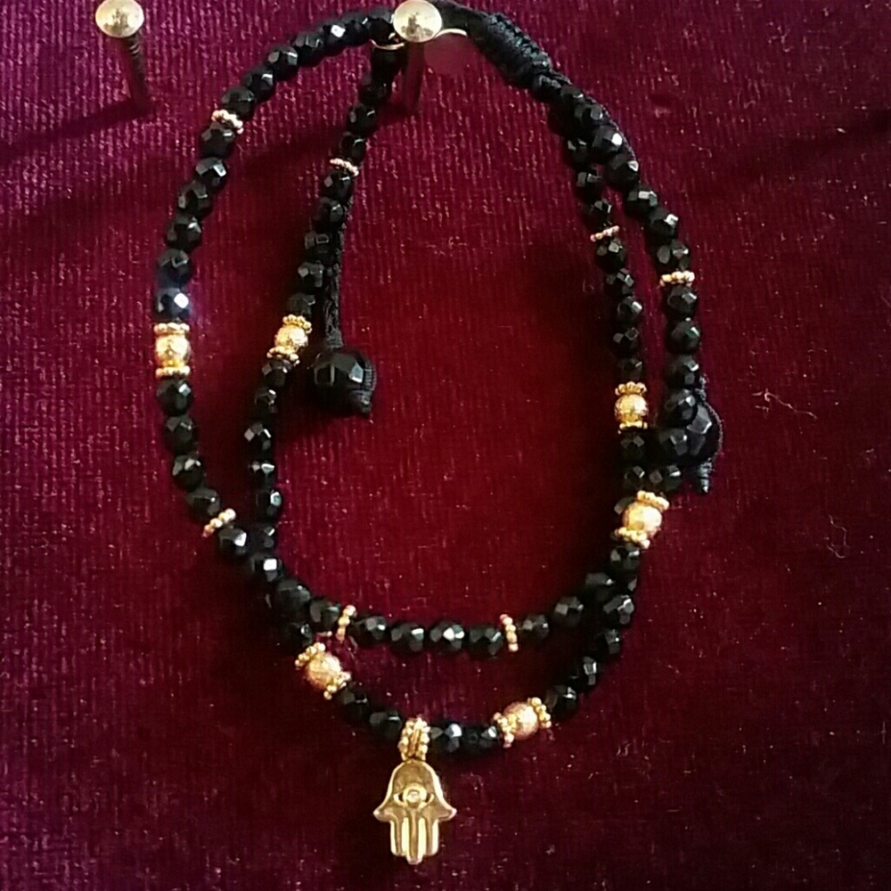 Anthropologie Hamsa Layered Bracelet Adjustable
